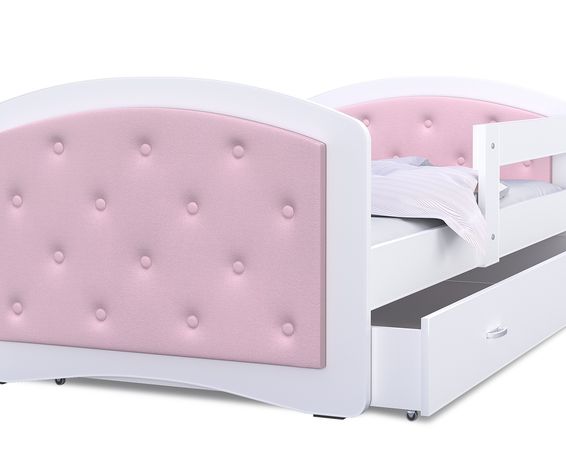 Ružová čalúnená posteľ MEGI, 200x90 cm