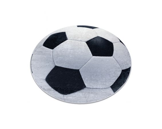 BAMBINO 2139 prateľný okrúhly koberec, Futbal, čierno/biely