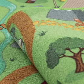 Protišmykový detský koberec REBEL ROADS 90 Les a zvieratká, zelený