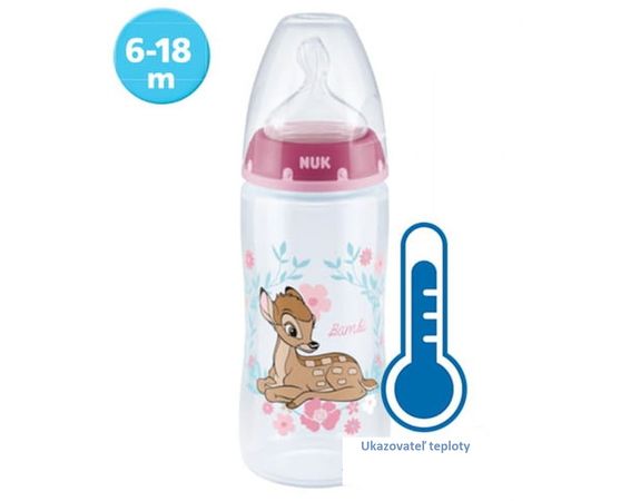 NUK fľaša Bambi 300ml s ukazovateľom teploty 6-18m