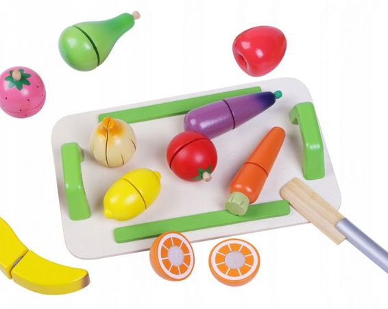 Eco Toys Drevené ovocie a zelenina na doske