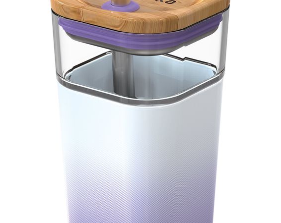 Sklenený cestovný hrnček so slamkou Liquid Cube Lilac Gradient 540 ml