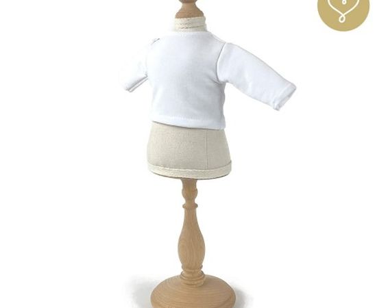 Tričko pre bábiku s dlhými rukávmi, biele