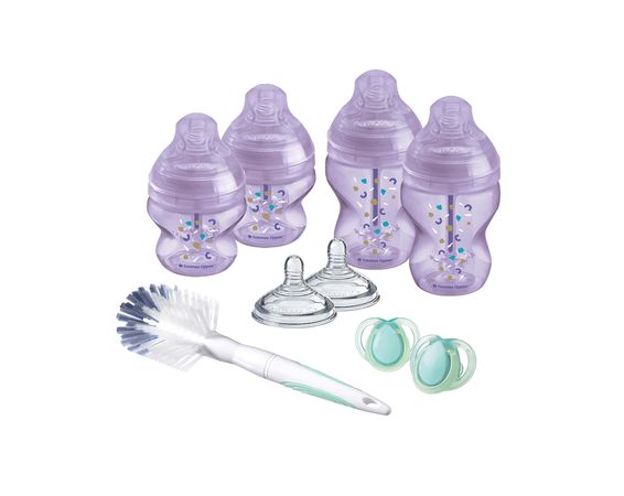 Sada dojčenských antikolikových fľaštičiek s kefou Purple