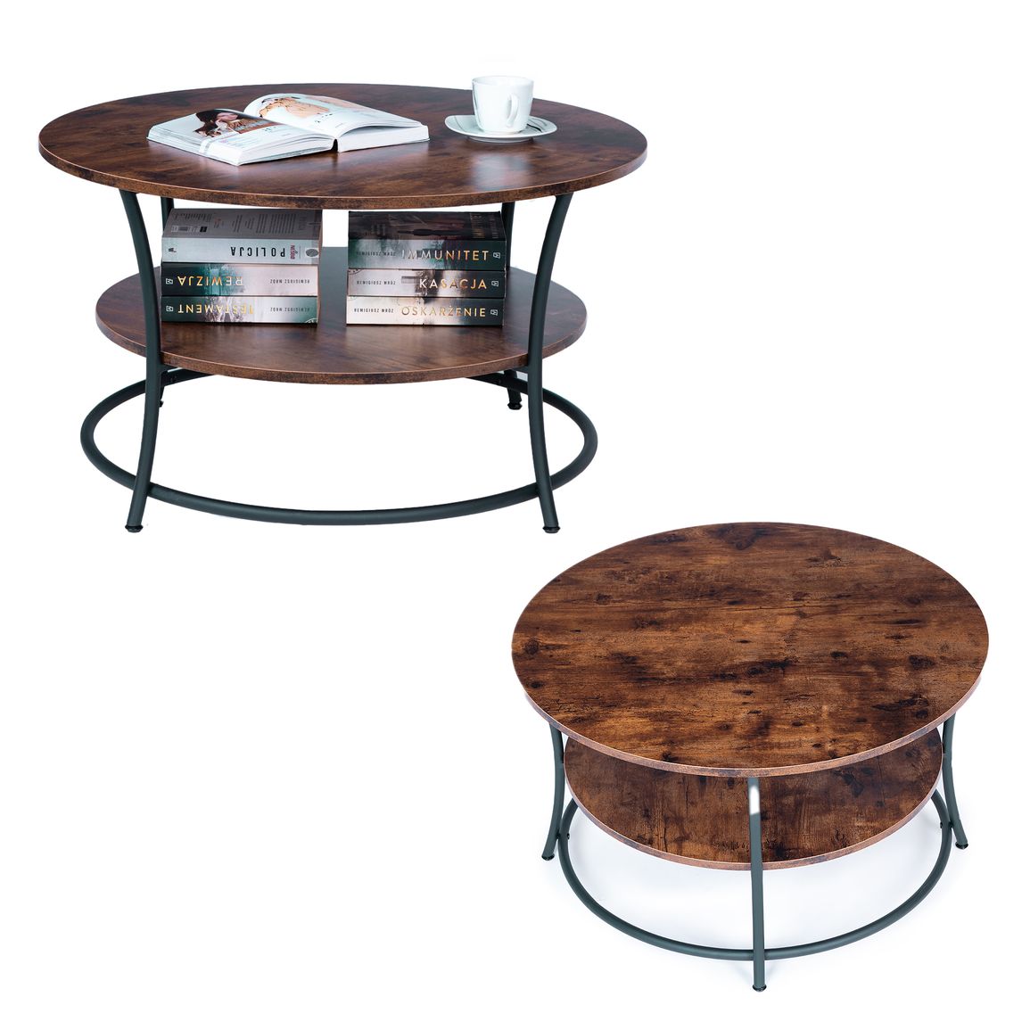 Kávový stolík, okrúhly industrial ModernHome