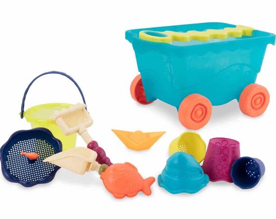 Vozík s hračkami na piesok modrý