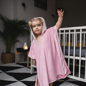 Detská osuška pončo s kapucňou 2-4 roky Penny Pink