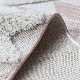 Ekologický koberec MOROC 22312 EKO SIZAL z recyklovanej bavlny, strapce, krémovo - ružový