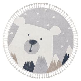 Koberec YOYO EY81 kruh bielo/ sivý - Medveď