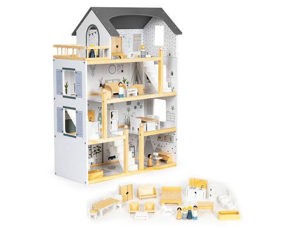 Domček pre bábiky s terasou a nábytkom ECOTOYS