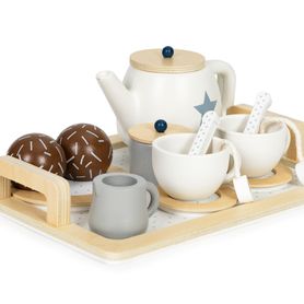Drevená čajová súprava, čajník, šálky, 16 prvkov ECOTOYS