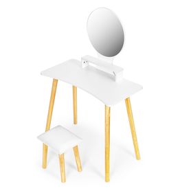 Jednoduchý toaletný stolík so zrkadlom a stoličkou