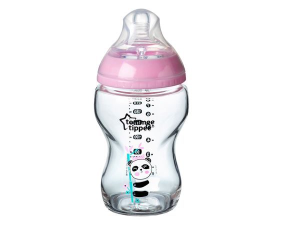 Tommee Tippee ,sklenená dojčenská fľaša C2N 250ml Pink, 0m +