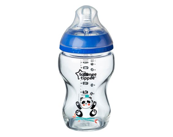 Tommee Tippee, sklenená dojčenská fľaša C2N 250ml Blue, 0m +
