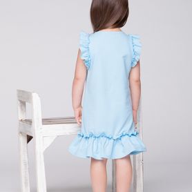 Dievčenské šaty s volánikom, modré