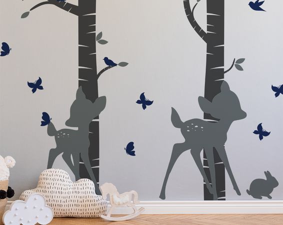 Nálepky na stenu- Jelenčeky s brezami