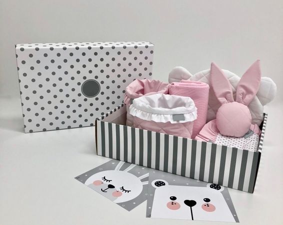 Darčekový box biely/púdrovo ružový