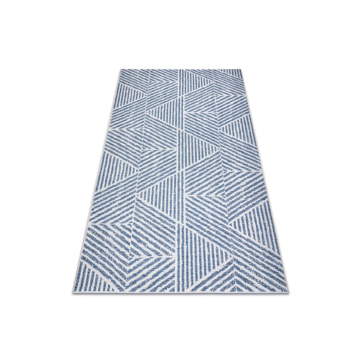 Koberec COLOR 47176360 SISAL riadky, trojuholníky, zigzag béžová / modrá