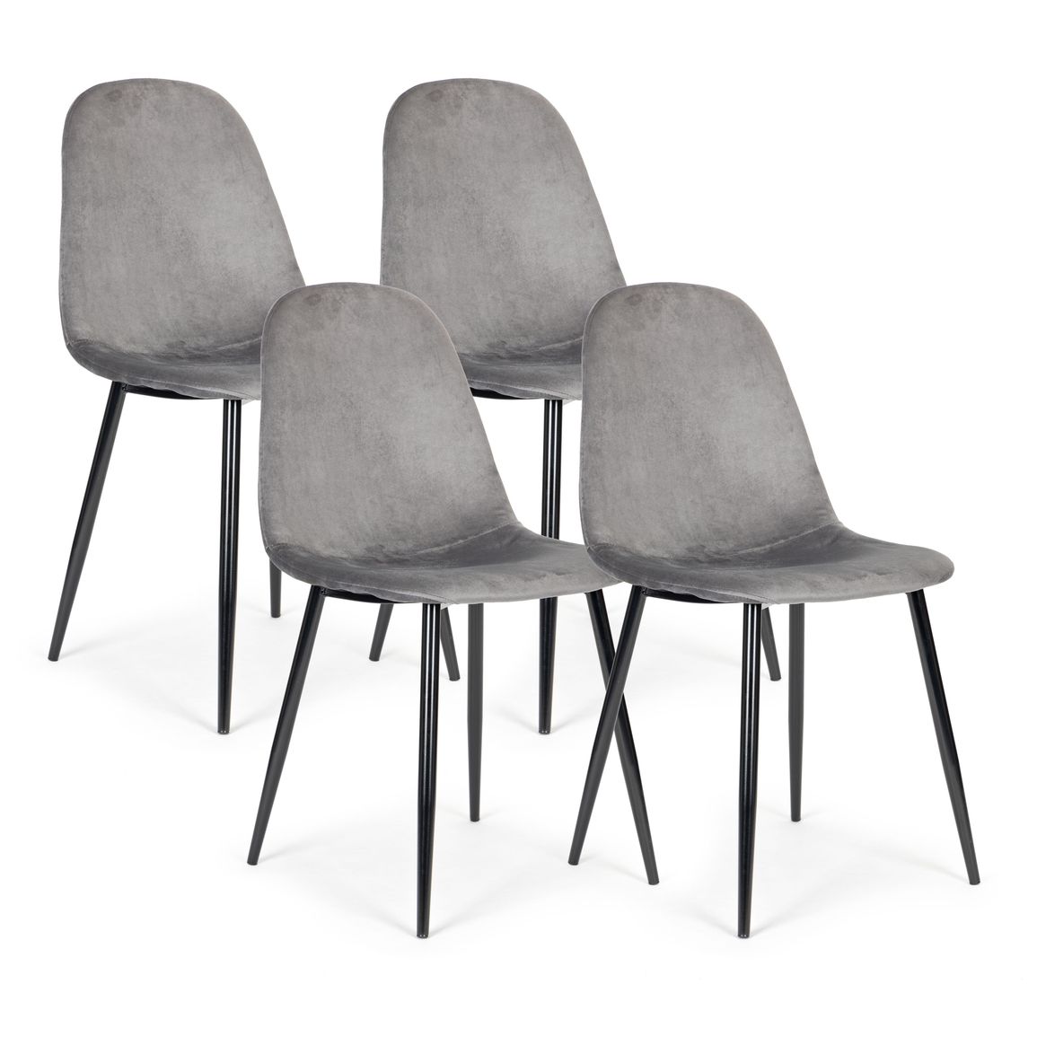 Sada 4 ks zamatových stoličiek do jedálne/obývačky - gray