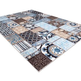 Prateľný koberec MIRO 51913.802 Patchwork protišmykový - modro / béžový