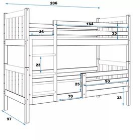 Poschodová posteľ CARINO WHITE 90x200 bez úložného priestoru