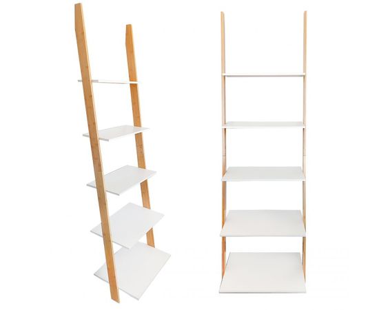 Bambusový rebríkový regál/ knižnica