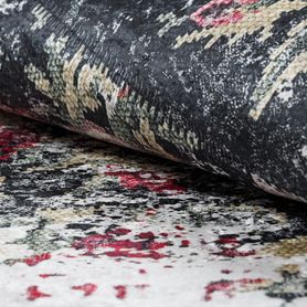 ANDRE 1816D Prateľný koberec Kvety vintage, protišmykový - bielo / červený