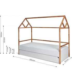 Detská posteľ Domček so šuflíkom Lotta Grey 90x200
