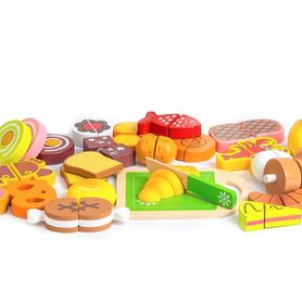 Drevené potraviny na krájanie Eco Toys, 23ks