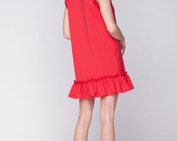 Dámske šaty s volánikom - červené