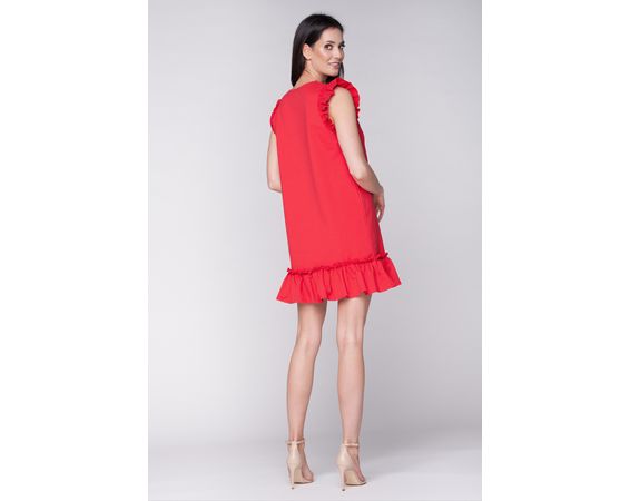 Dámske šaty s volánikom - červené