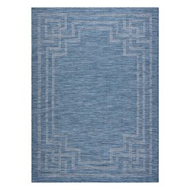 Šnúrkový koberec SIZAL PATIO 3071 Grécky rám, plocho tkaný, béžovo - modrý