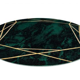 Koberec okrúhly EMERALD exkluzív 1022 glamour, mramor, geometrický zeleno / zlatý