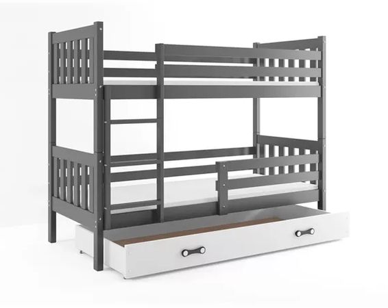 Poschodová posteľ CARINO GRAFIT 80x190 cm s úložným priestorom