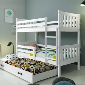 3-lôžková posteľ CARINO WHITE 80x190 cm