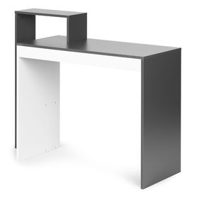 Bielo-šedý kancelársky stôl s knižnicou so 4 policami
