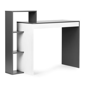 Bielo-šedý kancelársky stôl s knižnicou so 4 policami