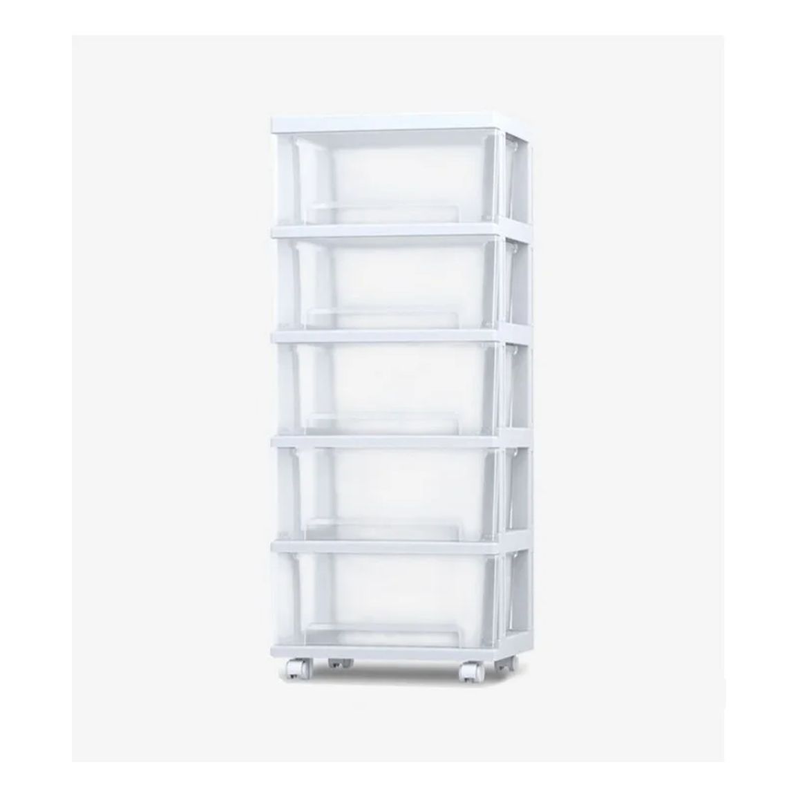 Plastový regál na kolieskach 5-zásuvkový, elegant biely
