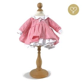 Ružové šaty s bodkami pre bábiku