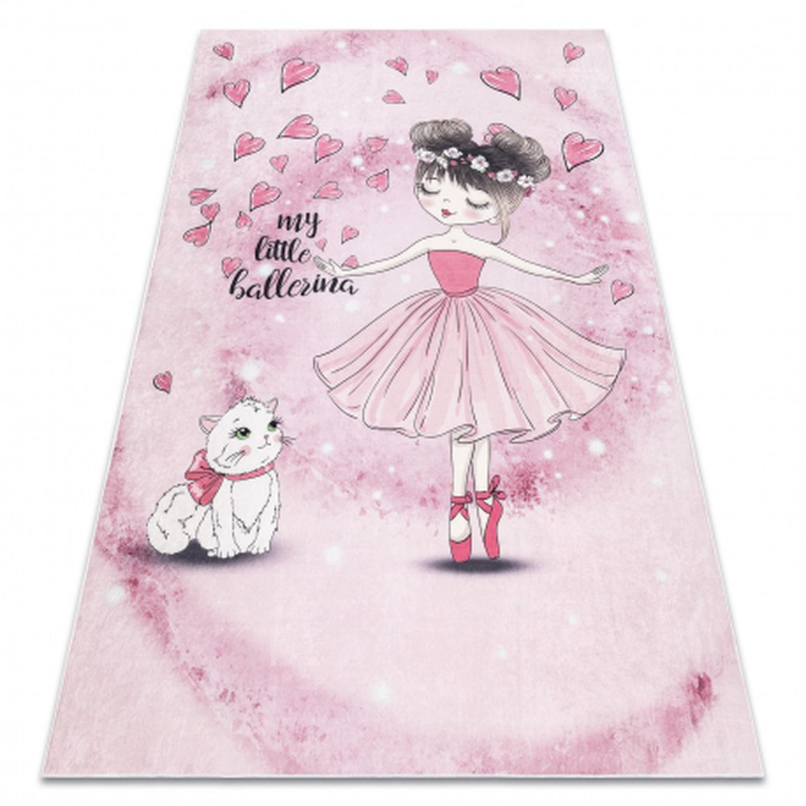 BAMBINO Detský prateľný koberec Balerína - ružový,