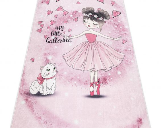 BAMBINO Detský prateľný koberec Balerína - ružový,