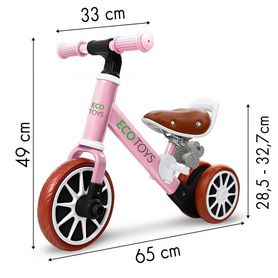 Odrážadlo/bicykel 2v1 Pink, Eco Toys