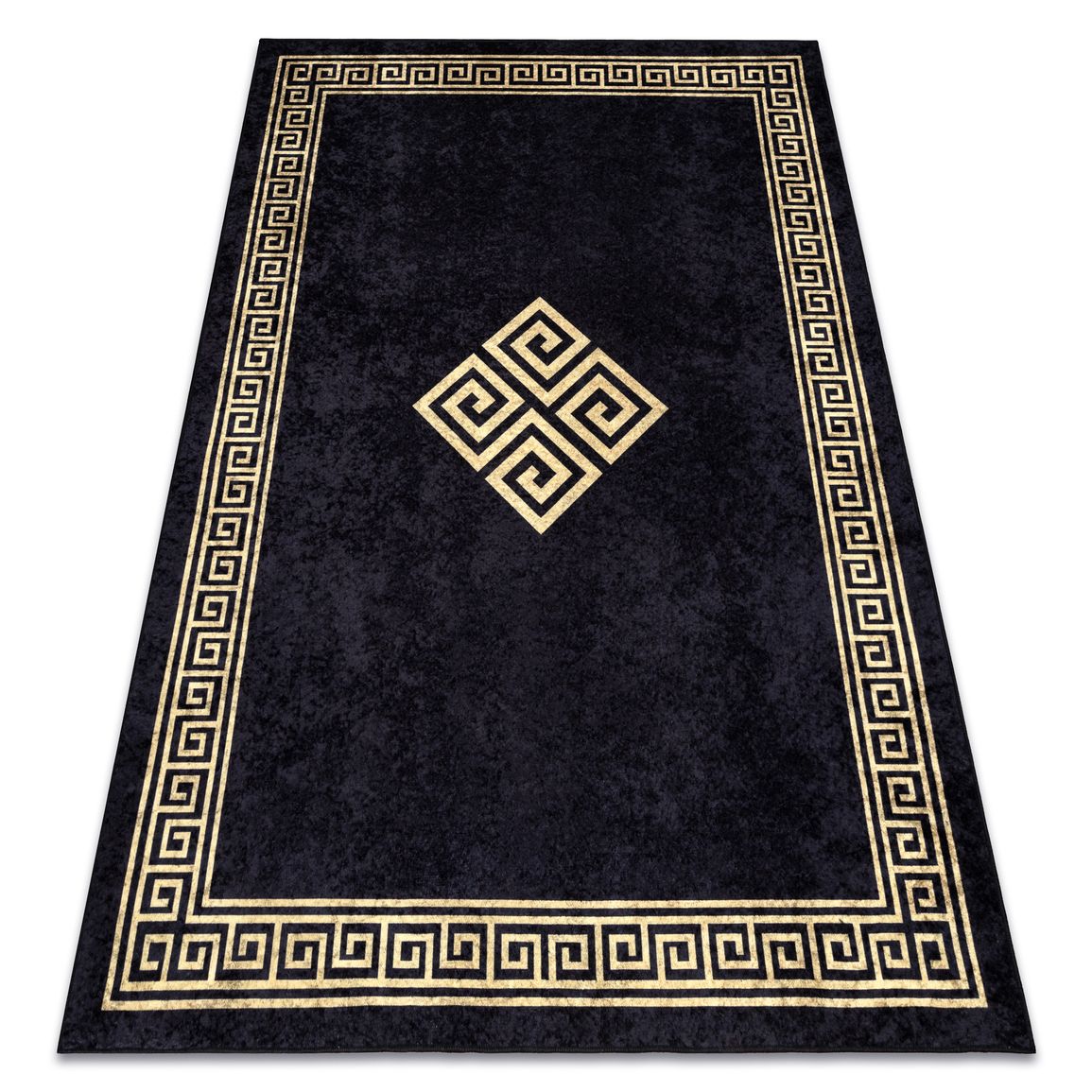 Prateľný koberec MIRO 52071.803 Grécky rám, protišmykový - čierny / zlatý
