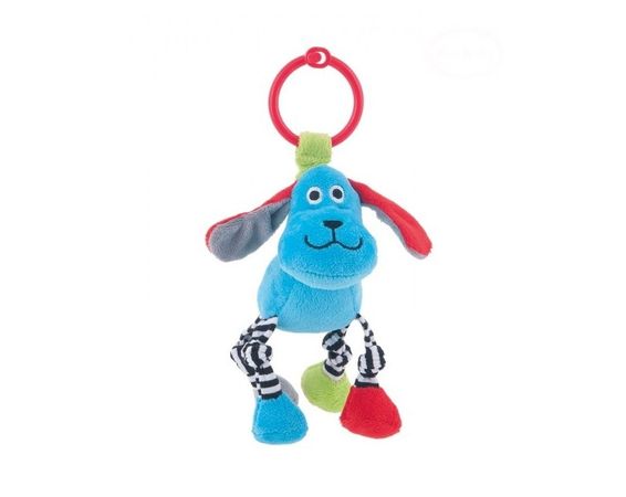 Mäkká hračka s hrkálkou - modrý psík