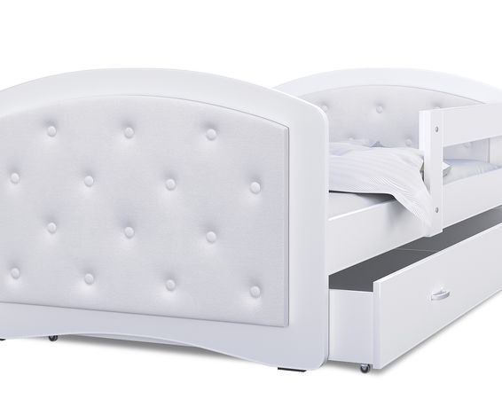 Biela čalúnená posteľ MEGI, 180x80 cm