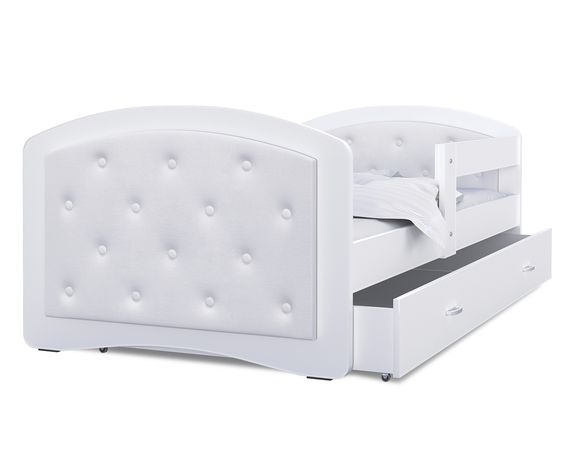 Biela čalúnená posteľ MEGI, 180x80 cm