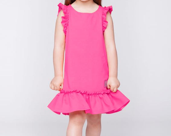 Dievčenské šaty s volánikom, ružové