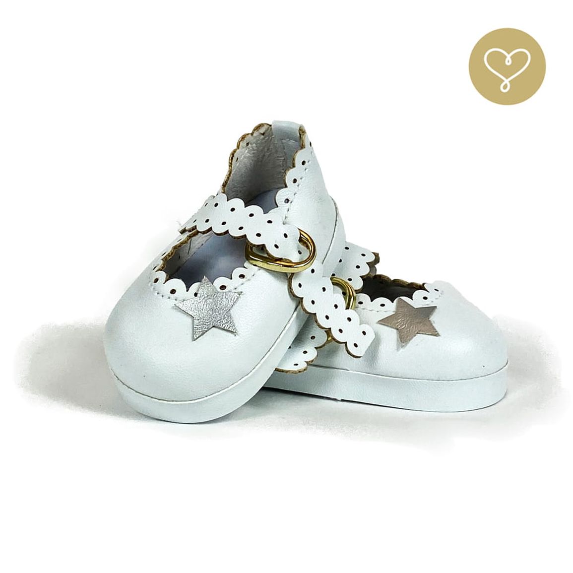Biele topánočky so striebornými hviezdičkami pre Handmade bábiku