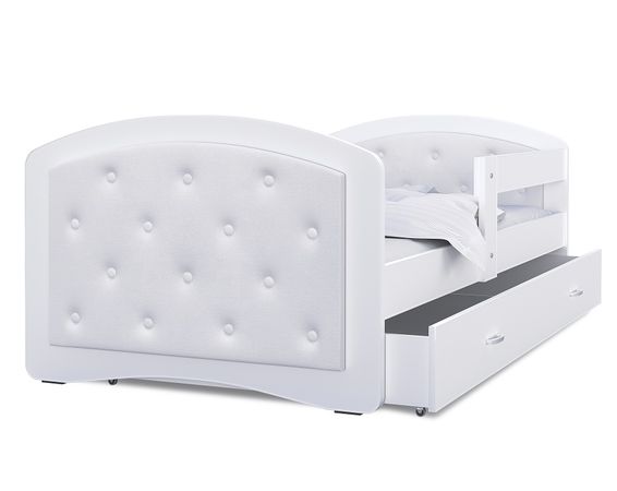 Biela čalúnená posteľ MEGI, 200x90 cm