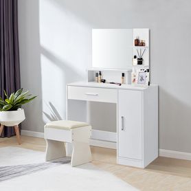 Toaletný kozmetický stolík so zrkadlom, biely ModernHome